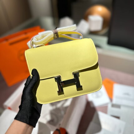 Hermès Constance Swift cowhide leather Sliver Hardware Yellow size: 19cm